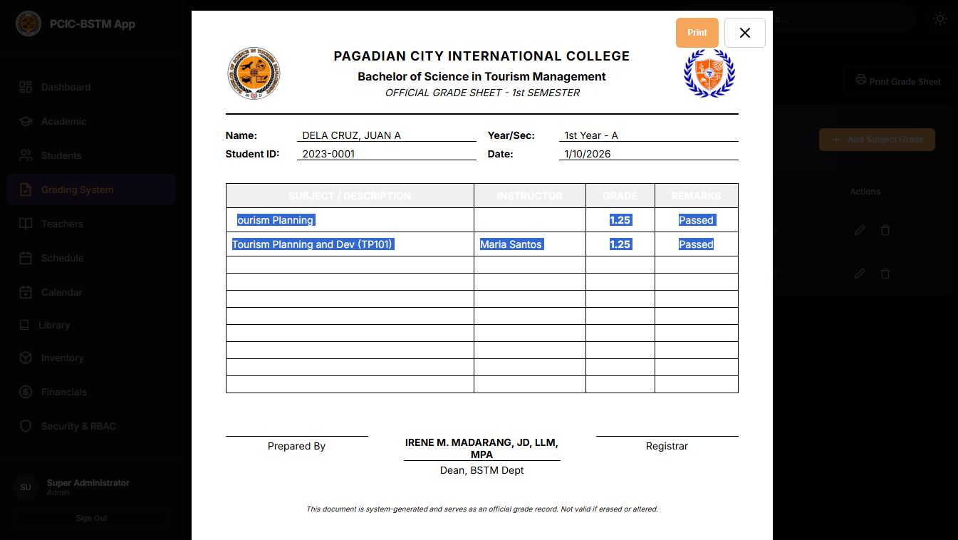 PCIC School Portal 3